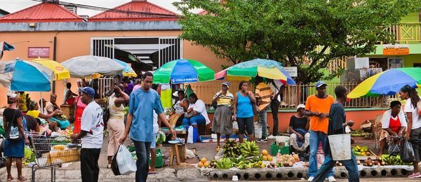 Workers and vendors at Castries Central Market, Saint Lucia