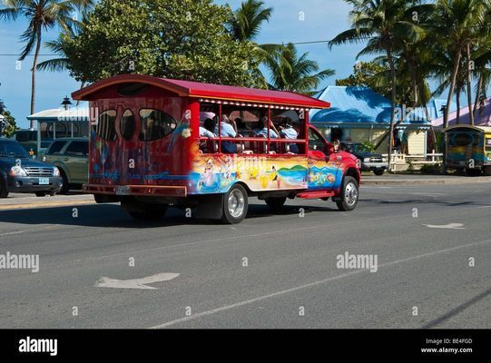 Colourful minibus public transport in Saint Lucia