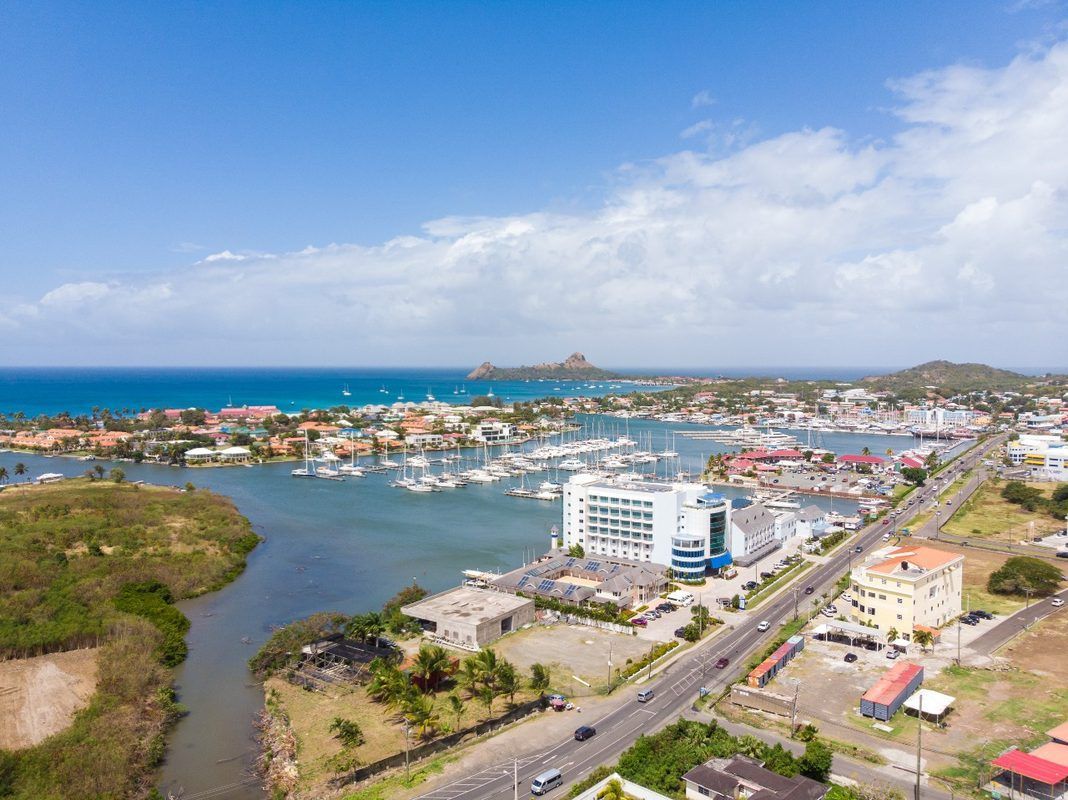 Aerial view of Rodney Bay, Saint Lucia